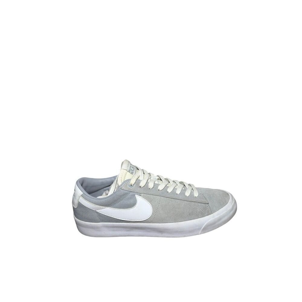 Nike Light Gray Suede Low-Top Sneakers with White Swoosh